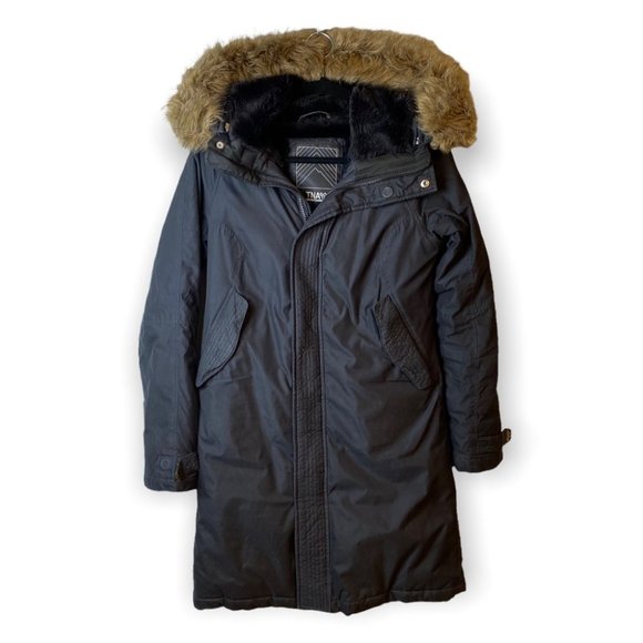 TNA Black Aspen Parka Long Brown Fur Trim Winter Jacket - Picture 3 of 16